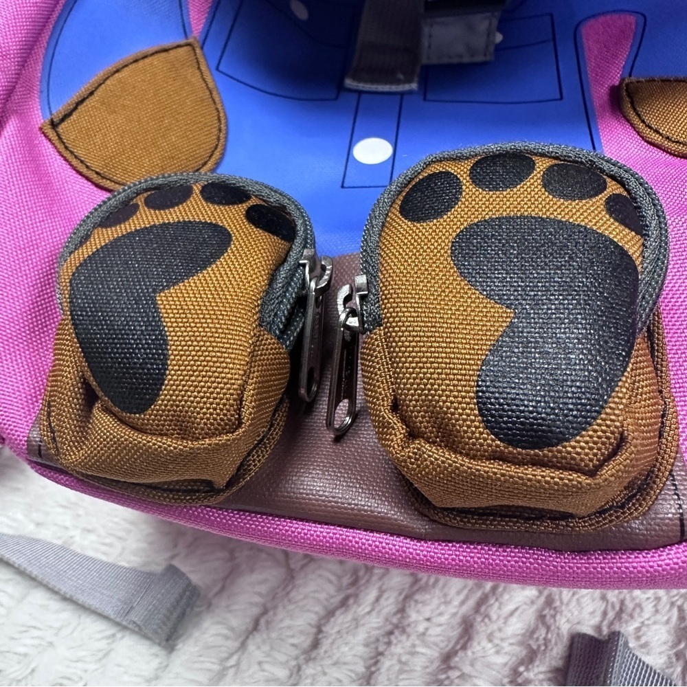 LL Bean Teddy Bear Backpack pink & blue, super cute! kids, zipper pockets - Picture 4 of 9